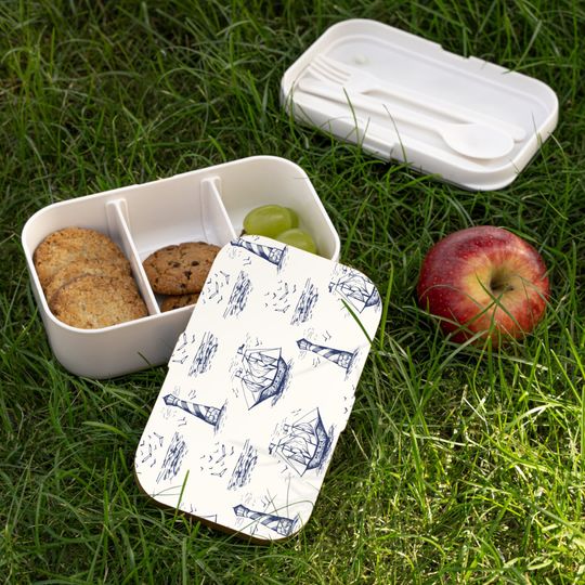 Vintage Ships Bento Lunch Box, Student Lunch Box, Back To School Gift