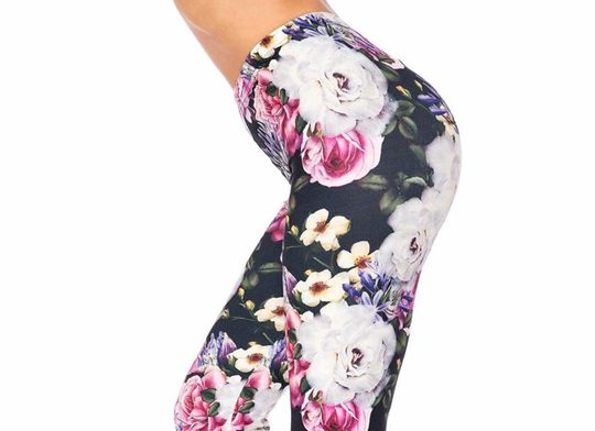 Creamy Soft Floral Garden Bouquet Leggings