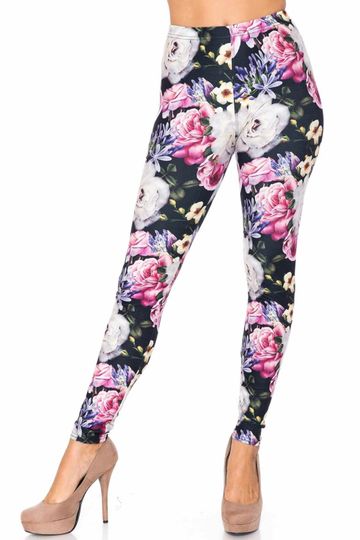 Creamy Soft Floral Garden Bouquet Leggings