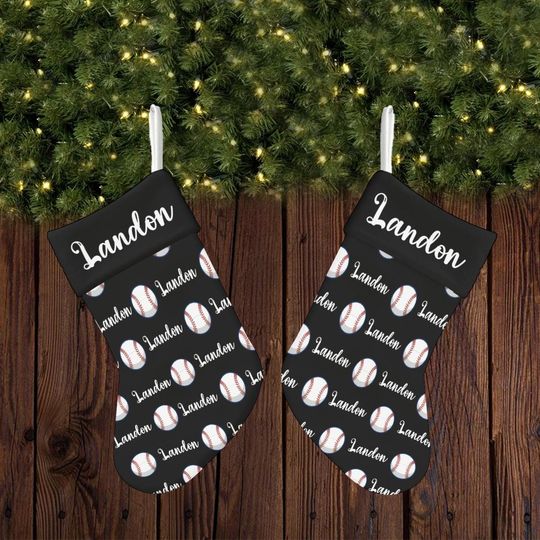 Personalized Baseball Stocking with Matching Blanket