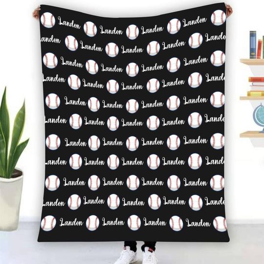 Personalized Baseball Stocking with Matching Blanket