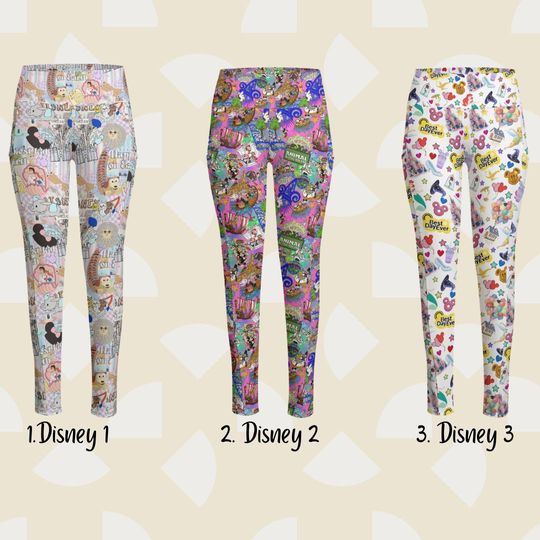 Disney Attractions Women's Leggings, Side Pocket, All Over Print