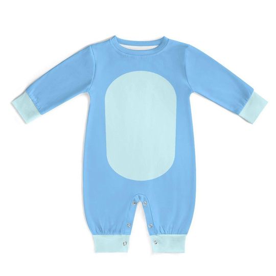 Baby Blue 3D Long Sleeve Romper for Toddlers