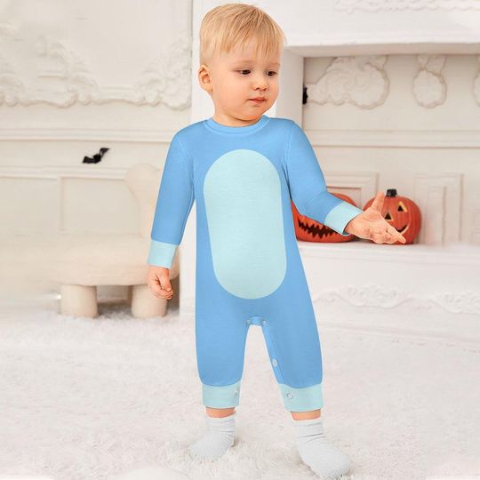 Baby Blue 3D Long Sleeve Romper for Toddlers