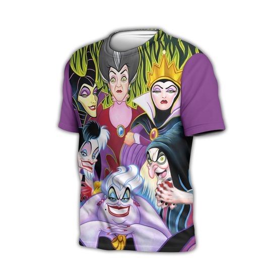 Villains Witches Purple Button Overalls Patterns Disney T-shirts
