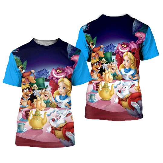 Alice In Wonderland Blue Button Overalls Patterns Disney 3D T-shirts