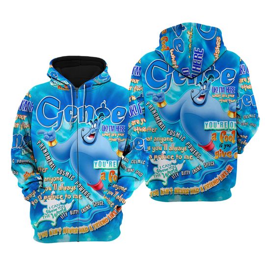 Aladdin Genie Words Pattern | Disney Quotes 3D Hoodie