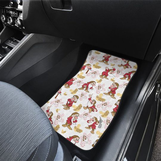 Grumpy Patterns Red Brown Beige White Disney Graphic Cartoon Custom Personalized Car Floor Mat Set Accessories Decorations