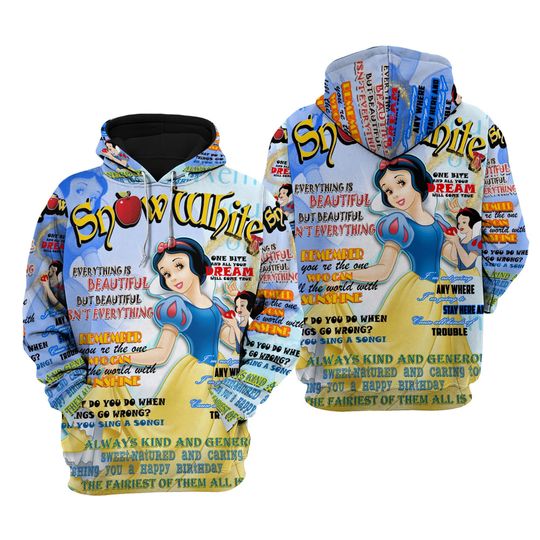 Snow White Punk Words Pattern | Disney 3D Hoodie