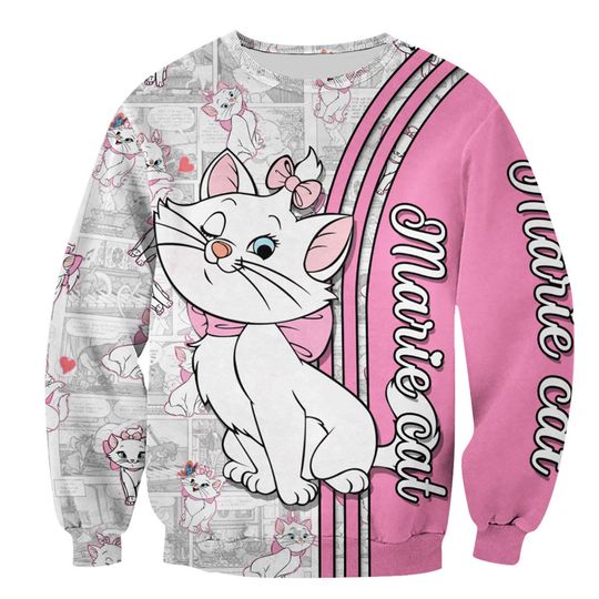 Marie Cat Blink Comic Patterns Disney 3D Sweatshirt