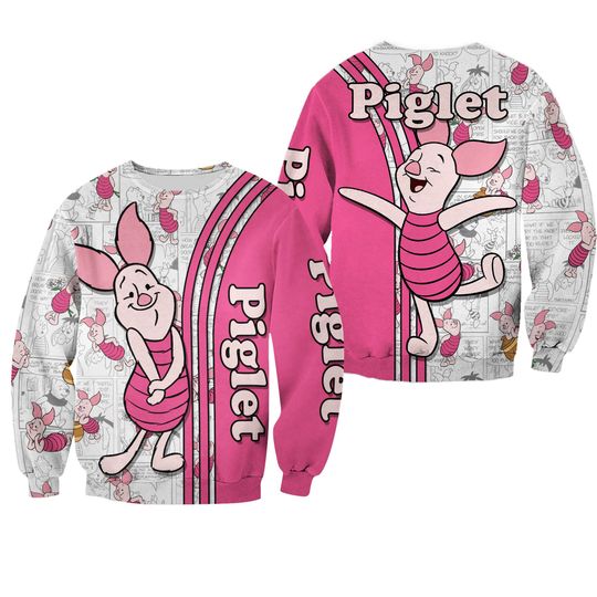 Piglet Pink Comic Book Patterns Disney 3D Sweatshirt