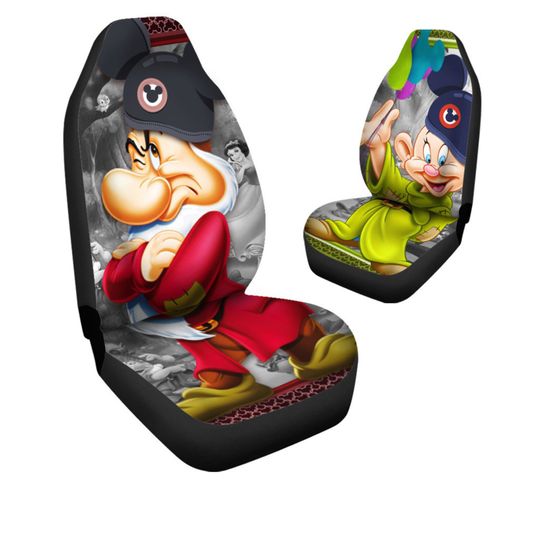 Grumpy Dopey Green Red White Beige Glitter Disney Car Seats Cover