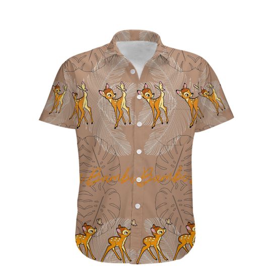 Bambi Brown Floral Pattern Disney Hawaiian Shirt