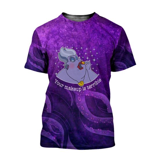 Ursula Little Mermaid Purple Button Overalls Patterns Disney T-shirts