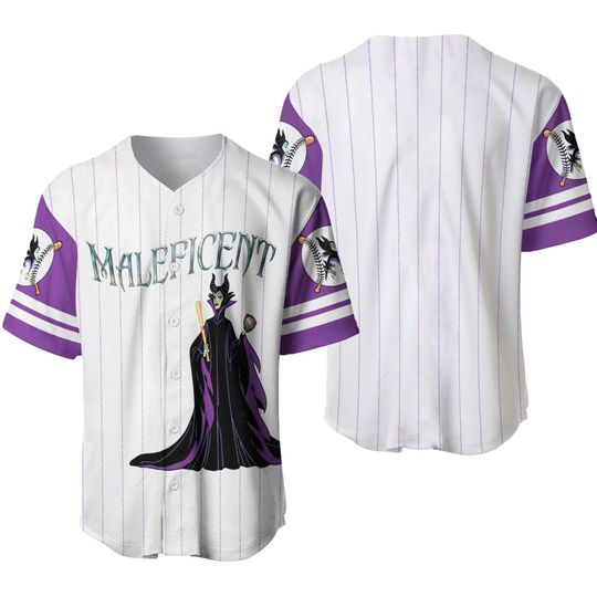 Maleficent White Purple Lavender Disney Custom Baseball Jersey