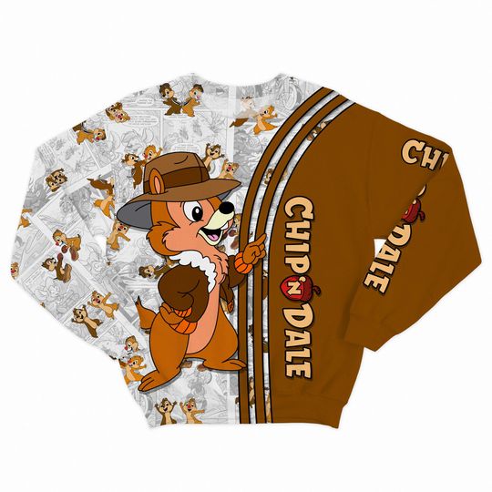 Chip 'N' Dale Brown Comic Patterns Disney 3D Sweatshirt