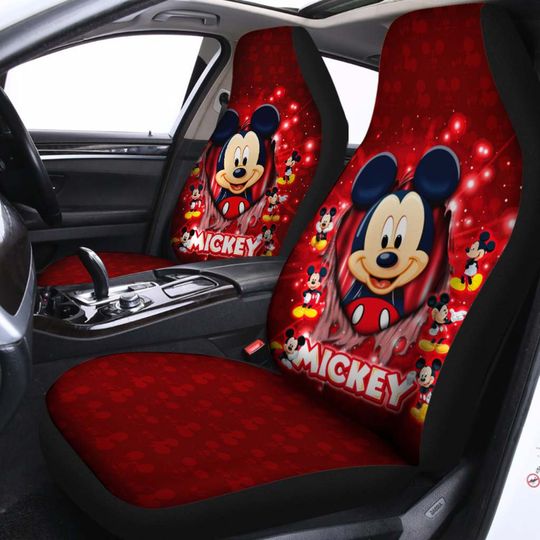 Mickey Mouse Red Black White Bling Glitter Disney Car Seats Cover