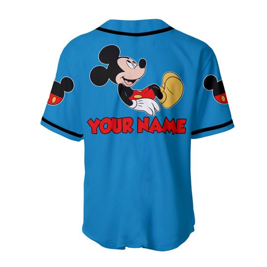 Chilling Mickey Mouse Red Blue Disney Custom Baseball Jersey