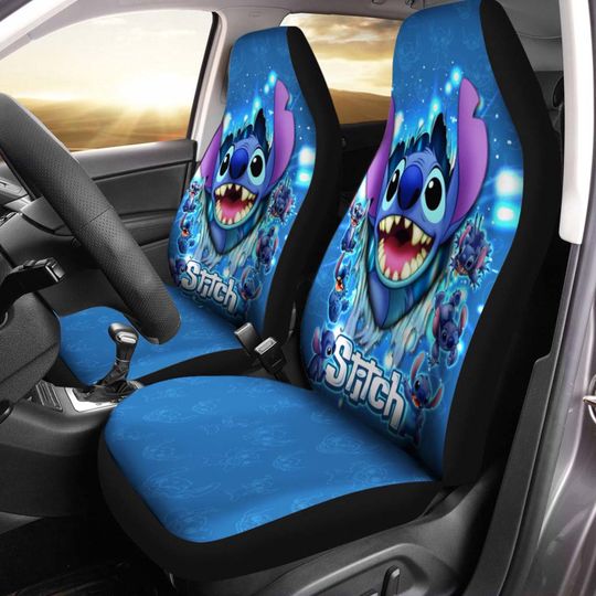 Stitch Blue Bling Glitter Disney Cartoon Car Seats Cover