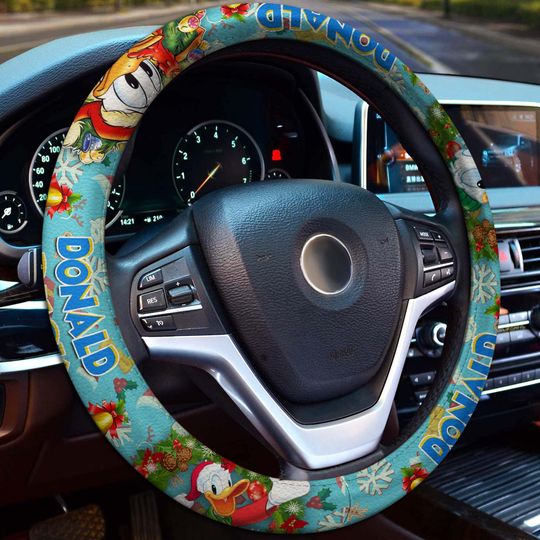 Donald Duck Blue Red Orange Patterns Disney Steering Wheel Cover