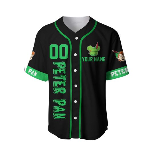 Peter Pan Green Black | Disney  Custom Baseball Jerseys