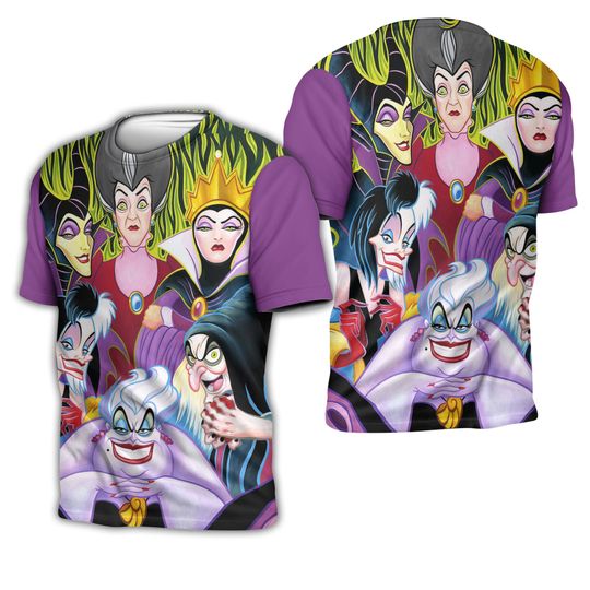 Villains Witches Purple Button Overalls Patterns Disney T-shirts