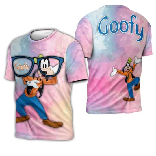 Glasses Goofy Dog Watercolor Button Overalls Patterns Disney T-shirts