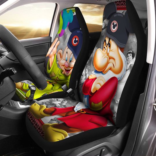 Grumpy Dopey Green Red White Beige Glitter Disney Car Seats Cover