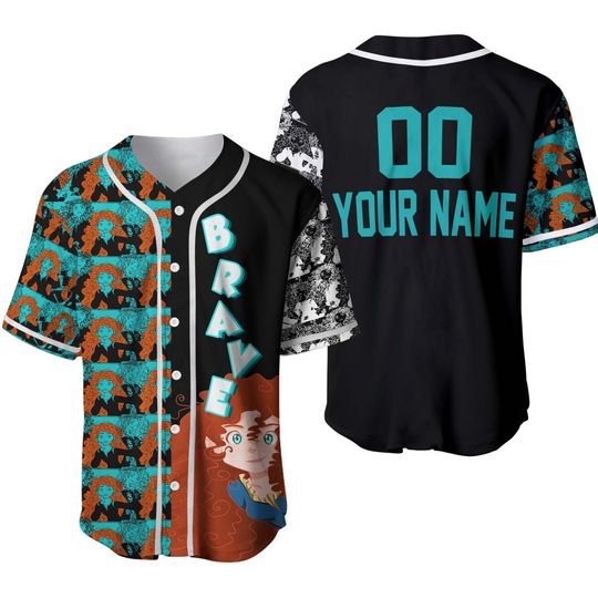 Merida Brave Black Teal Orange Disney Baseball Jersey