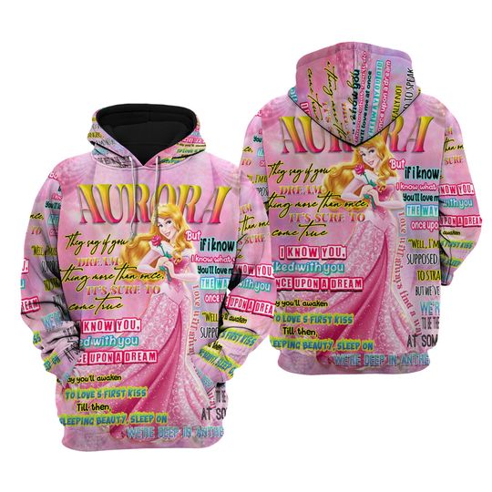 Princess Aurora Words Pattern | Disney Quotes Hoodie