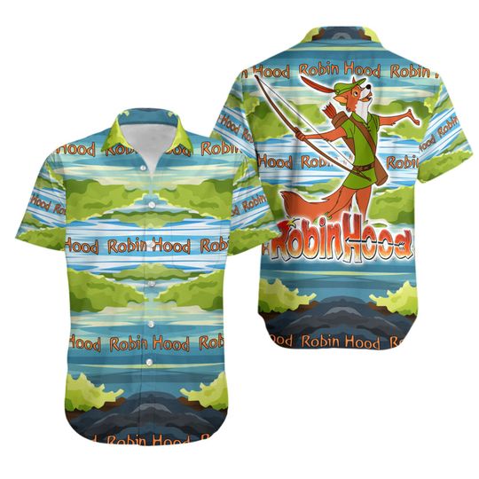 Robin Hood Green Blue Pattern Disney Hawaiian Shirt