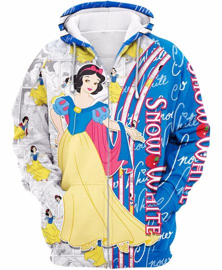 Snow White Princess Blue 3D Hoodie