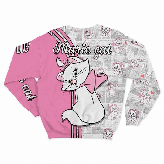 Marie Cat Blink Comic Patterns Disney 3D Sweatshirt