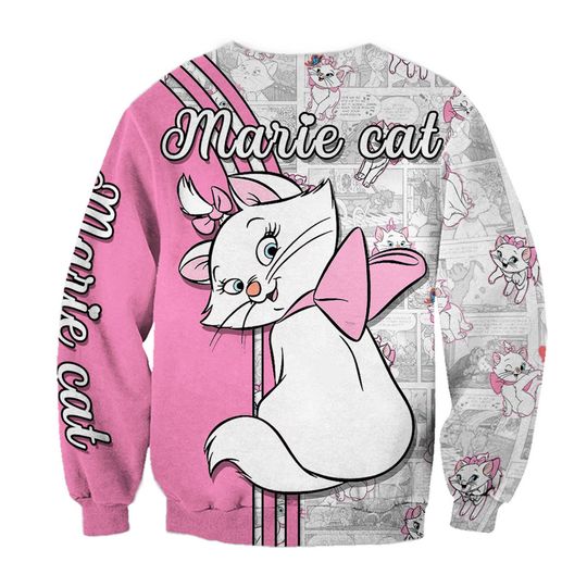 Marie Cat Blink Comic Patterns Disney 3D Sweatshirt
