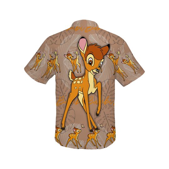 Bambi Brown Floral Pattern Disney Hawaiian Shirt