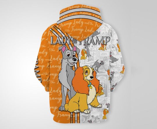 Lady And The Tramp Orange 3D Hoodie