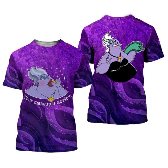 Ursula Little Mermaid Purple Button Overalls Patterns Disney T-shirts