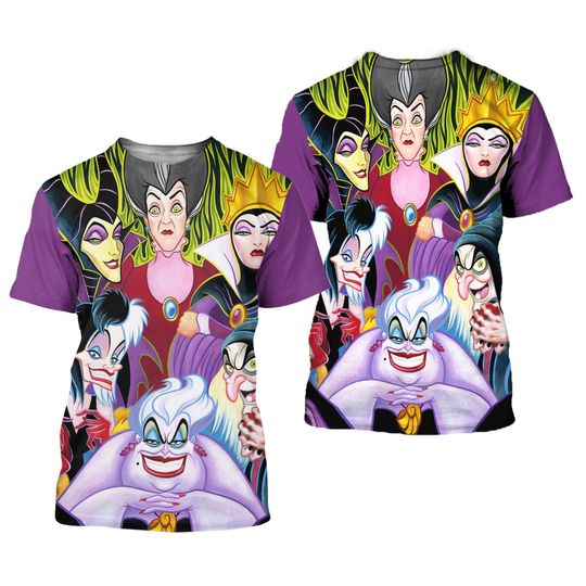 Villains Witches Purple Button Overalls Patterns Disney T-shirts