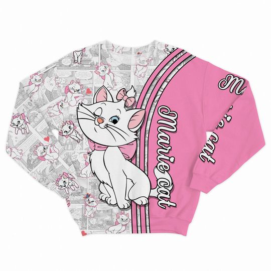 Marie Cat Blink Comic Patterns Disney 3D Sweatshirt