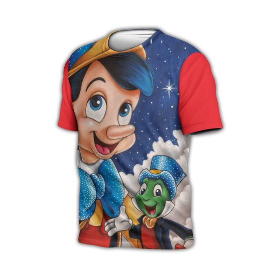 Pinocchio Red Button Overalls Patterns Disney T-shirts