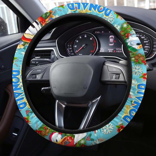 Donald Duck Blue Red Orange Patterns Disney Steering Wheel Cover