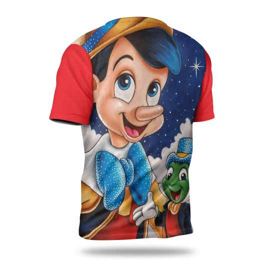 Pinocchio Red Button Overalls Patterns Disney T-shirts