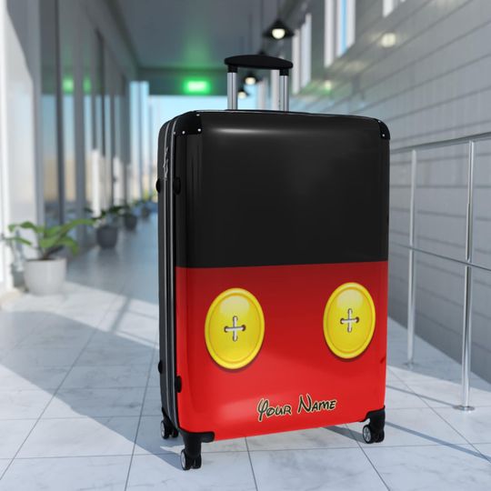 Mickey Mouse Cute Black Red Disney Hard Cover Travel Suitcase Custom Personalized Luggage