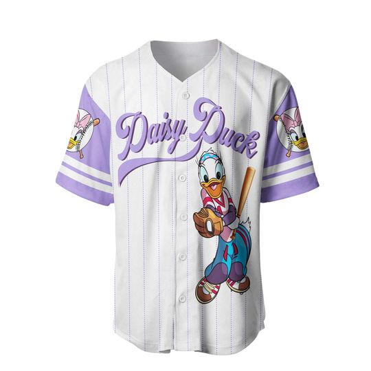 Daisy Duck White Purple Lilac Disney Custom Baseball Jersey