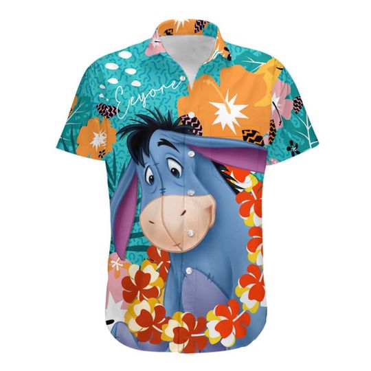 Eeyore Donkey Floral Pattern Disney Hawaiian Shirt