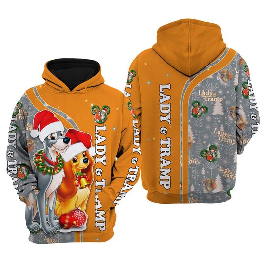 Lady And The Tramp Christmas Disney 3D Hoodie, Christmas Cartoon Shirt
