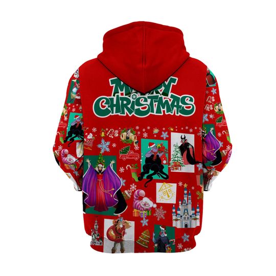 Villains Red Violet Christmas Disney 3D Hoodie