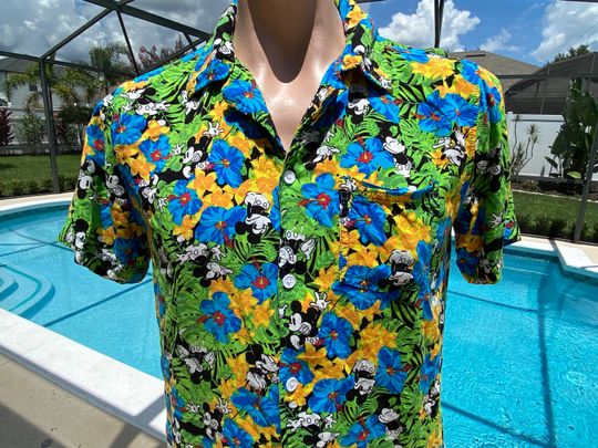 Disney Mickey Mouse Rayon Mens Hawaiian Shirt