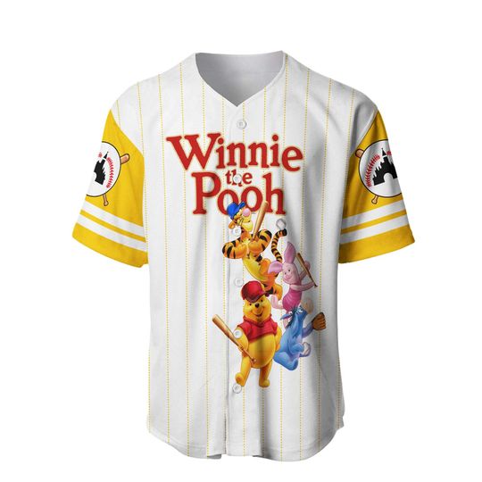 Pooh Tigger Piglet Eeyore Red Yellow | Custom Disney Baseball Jersey