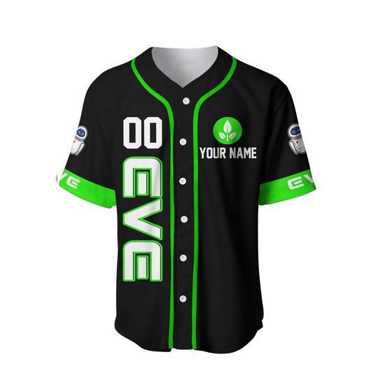 Eve Robot Pixar Black Neon Green Jersey | Disney Custom Baseball Jersey